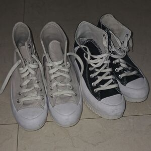 Converse High-Top Sneakers in Black and Beige